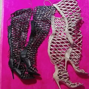 2 pairs of Lace Up high heels